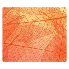 Abstract Texture Of Colorful Bright Pattern Of Transparent Leaves Of Orange And Yellow Color Two Sides Premium Plush Fleece Blanket (kids Size)