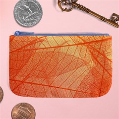 Abstract Texture Of Colorful Bright Pattern Of Transparent Leaves Of Orange And Yellow Color Large Coin Purse