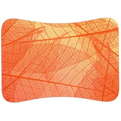 Abstract Texture Of Colorful Bright Pattern Of Transparent Leaves Of Orange And Yellow Color Velour Seat Head Rest Cushion