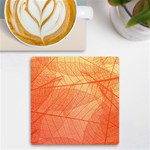 Abstract Texture Of Colorful Bright Pattern Of Transparent Leaves Of Orange And Yellow Color UV Print Square Tile Coaster  Front