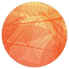 Abstract Texture Of Colorful Bright Pattern Of Transparent Leaves Of Orange And Yellow Color Round Trivet