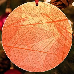 Abstract Texture Of Colorful Bright Pattern Of Transparent Leaves Of Orange And Yellow Color Uv Print Acrylic Ornament Round