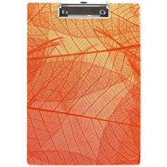 Abstract Texture Of Colorful Bright Pattern Of Transparent Leaves Of Orange And Yellow Color A4 Acrylic Clipboard