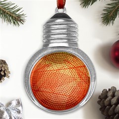 Abstract Texture Of Colorful Bright Pattern Of Transparent Leaves Of Orange And Yellow Color Metal Light Bulb Shape Ornament by Posterlux