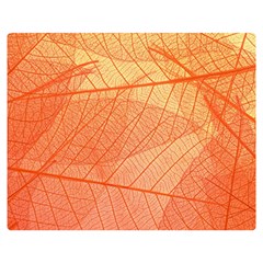 Abstract Texture Of Colorful Bright Pattern Of Transparent Leaves Of Orange And Yellow Color Premium Plush Fleece Blanket (medium)