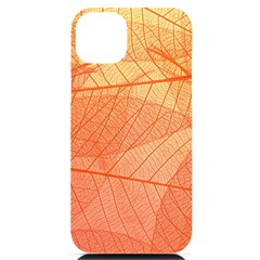 Abstract Texture Of Colorful Bright Pattern Of Transparent Leaves Of Orange And Yellow Color Iphone 14 Plus Black Uv Print Pc Hardshell Case