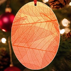 Abstract Texture Of Colorful Bright Pattern Of Transparent Leaves Of Orange And Yellow Color Uv Print Acrylic Ornament Oval