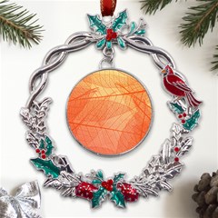 Abstract Texture Of Colorful Bright Pattern Of Transparent Leaves Of Orange And Yellow Color Metal X mas Wreath Holly Leaf Ornament