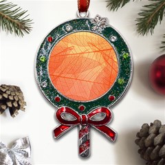 Abstract Texture Of Colorful Bright Pattern Of Transparent Leaves Of Orange And Yellow Color Metal X mas Lollipop With Crystal Ornament by Posterlux