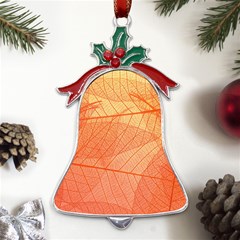 Abstract Texture Of Colorful Bright Pattern Of Transparent Leaves Of Orange And Yellow Color Metal Holly Leaf Bell Ornament by Posterlux