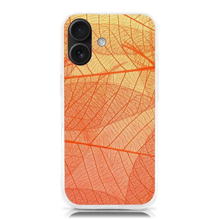 Abstract Texture Of Colorful Bright Pattern Of Transparent Leaves Of Orange And Yellow Color iPhone 16 TPU UV Print Case