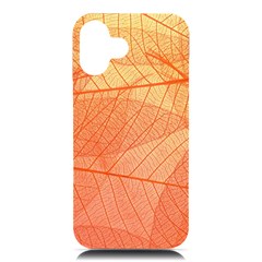 Abstract Texture Of Colorful Bright Pattern Of Transparent Leaves Of Orange And Yellow Color Iphone 16 Plus Black Uv Print Pc Hardshell Case