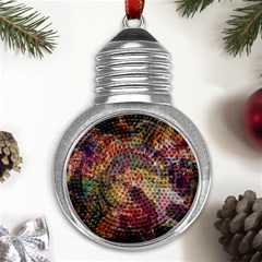 Blended Symmetry Metal Light Bulb Shape Ornament by kaleidomarblingart