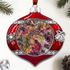 Blended Symmetry Metal Snowflake And Bell Red Ornament