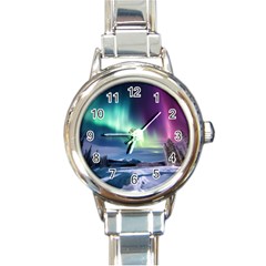 Northern Lights Aurora Night Nature Round Italian Charm Watch