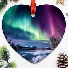 Northern Lights Aurora Night Nature Ornament (heart)