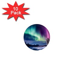 Northern Lights Aurora Night Nature 1  Mini Magnet (10 Pack) 