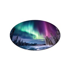 Northern Lights Aurora Night Nature Sticker (oval)