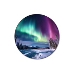 Northern Lights Aurora Night Nature Magnet 3  (round)