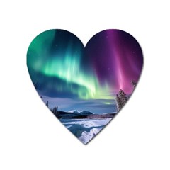 Northern Lights Aurora Night Nature Heart Magnet