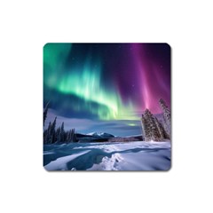 Northern Lights Aurora Night Nature Square Magnet