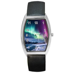 Northern Lights Aurora Night Nature Barrel Style Metal Watch