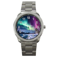 Northern Lights Aurora Night Nature Sport Metal Watch