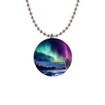 Northern Lights Aurora Night Nature 1  Button Necklace Front