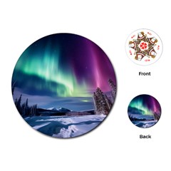 Northern Lights Aurora Night Nature Playing Cards Single Design (round)