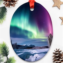 Northern Lights Aurora Night Nature Oval Ornament (two Sides)