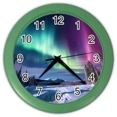 Northern Lights Aurora Night Nature Color Wall Clock