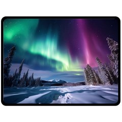 Northern Lights Aurora Night Nature Fleece Blanket (large)