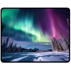 Northern Lights Aurora Night Nature Fleece Blanket (medium)