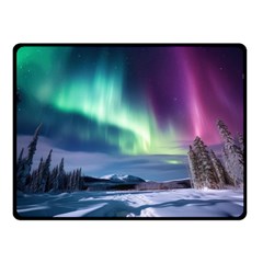 Northern Lights Aurora Night Nature Fleece Blanket (small)