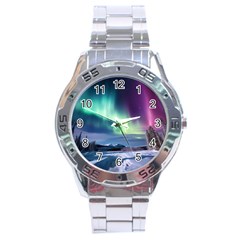 Northern Lights Aurora Night Nature Stainless Steel Analogue Watch