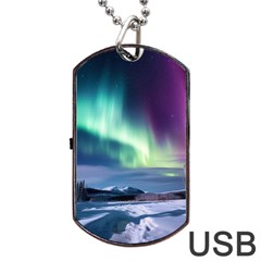 Northern Lights Aurora Night Nature Dog Tag Usb Flash (one Side)