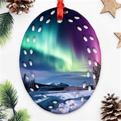 Northern Lights Aurora Night Nature Oval Filigree Ornament (two Sides)