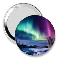 Northern Lights Aurora Night Nature 3  Handbag Mirrors