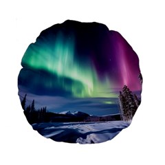 Northern Lights Aurora Night Nature Standard 15  Premium Round Cushions