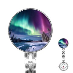 Northern Lights Aurora Night Nature Stainless Steel Nurses Watch