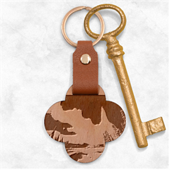 Northern Lights Aurora Night Nature Engraved Wood Key Chain