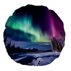 Northern Lights Aurora Night Nature Large 18  Premium Flano Round Cushions