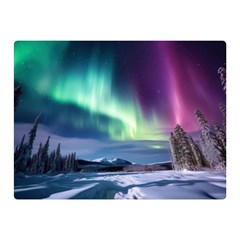 Northern Lights Aurora Night Nature Two Sides Premium Plush Fleece Blanket (mini)