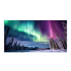 Northern Lights Aurora Night Nature Satin Wrap 35  X 70 