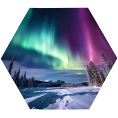 Northern Lights Aurora Night Nature Wooden Puzzle Hexagon