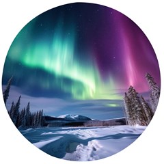 Northern Lights Aurora Night Nature Wooden Bottle Opener (round)