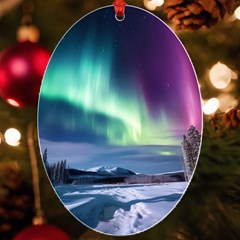 Northern Lights Aurora Night Nature Uv Print Acrylic Ornament Oval