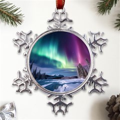 Northern Lights Aurora Night Nature Metal Large Snowflake Ornament