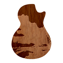 Northern Lights Aurora Night Nature Guitar Shape Wood Guitar Pick Holder Case And Picks Set