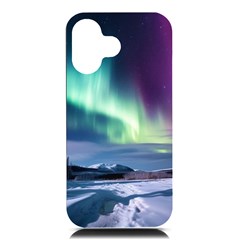 Northern Lights Aurora Night Nature Iphone 16 Black Uv Print Pc Hardshell Case by Posterlux